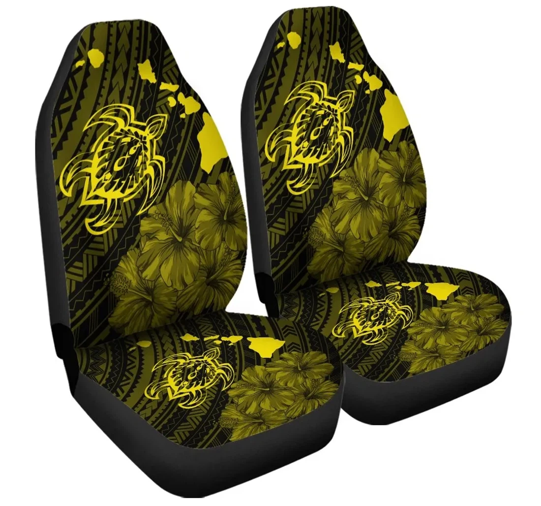 Accessory Hawaiian Hibiscus Sea Turtle Swim Polynesian Yellow Ah J5r Universal Front Car Seat Cover
