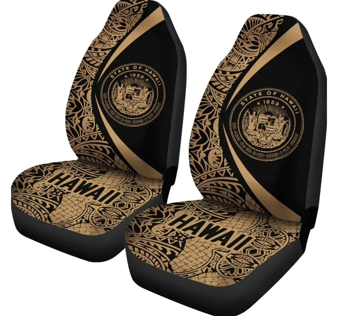 Hawaii Coat Of Arm Polynesian Circle Style 05 J1 Universal Front Car Seat Cover