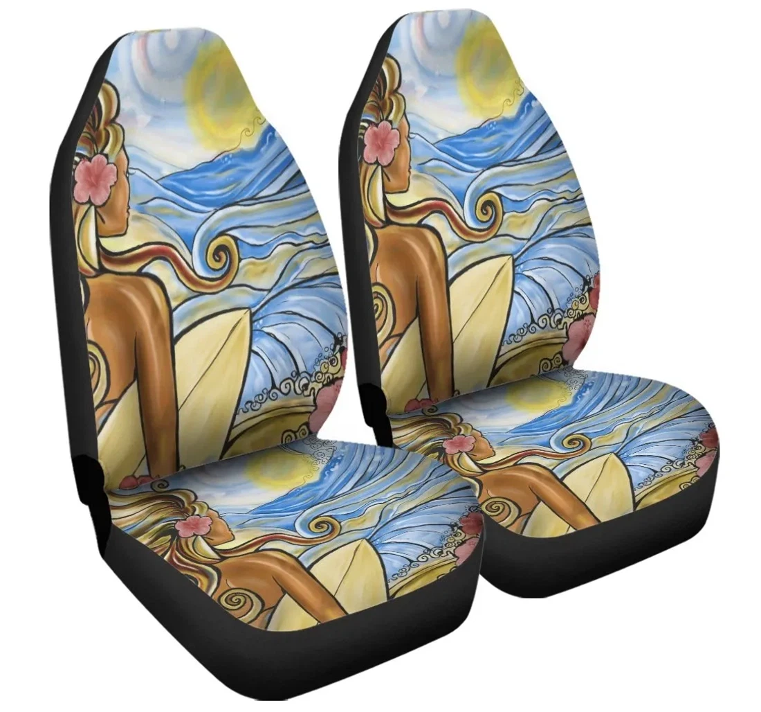 Accessory Hawaii The Girl Surfing Wave Ah J5r Universal Front Car Seat Cover