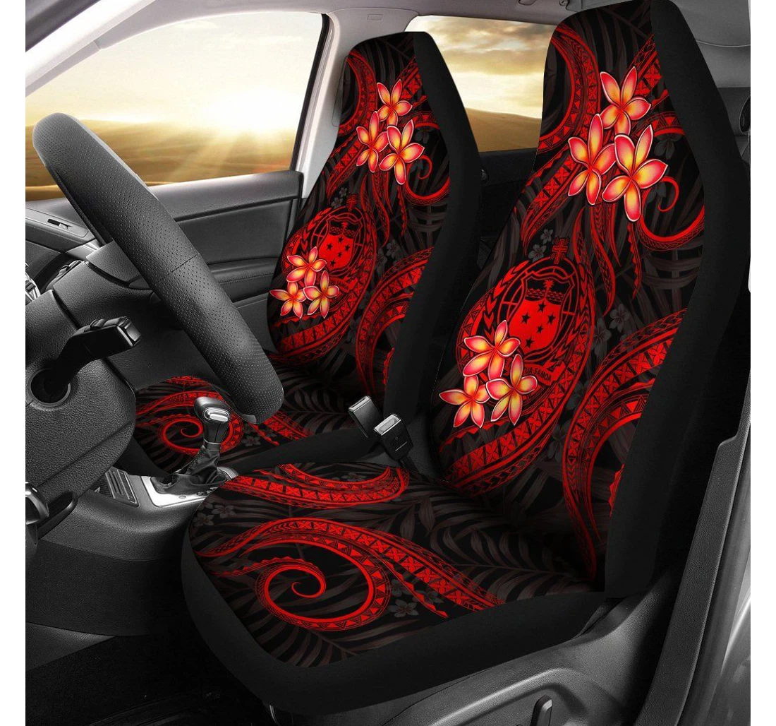 Samoa Polynesian Red Plumeria Bn11 Universal Front Car Seat Cover