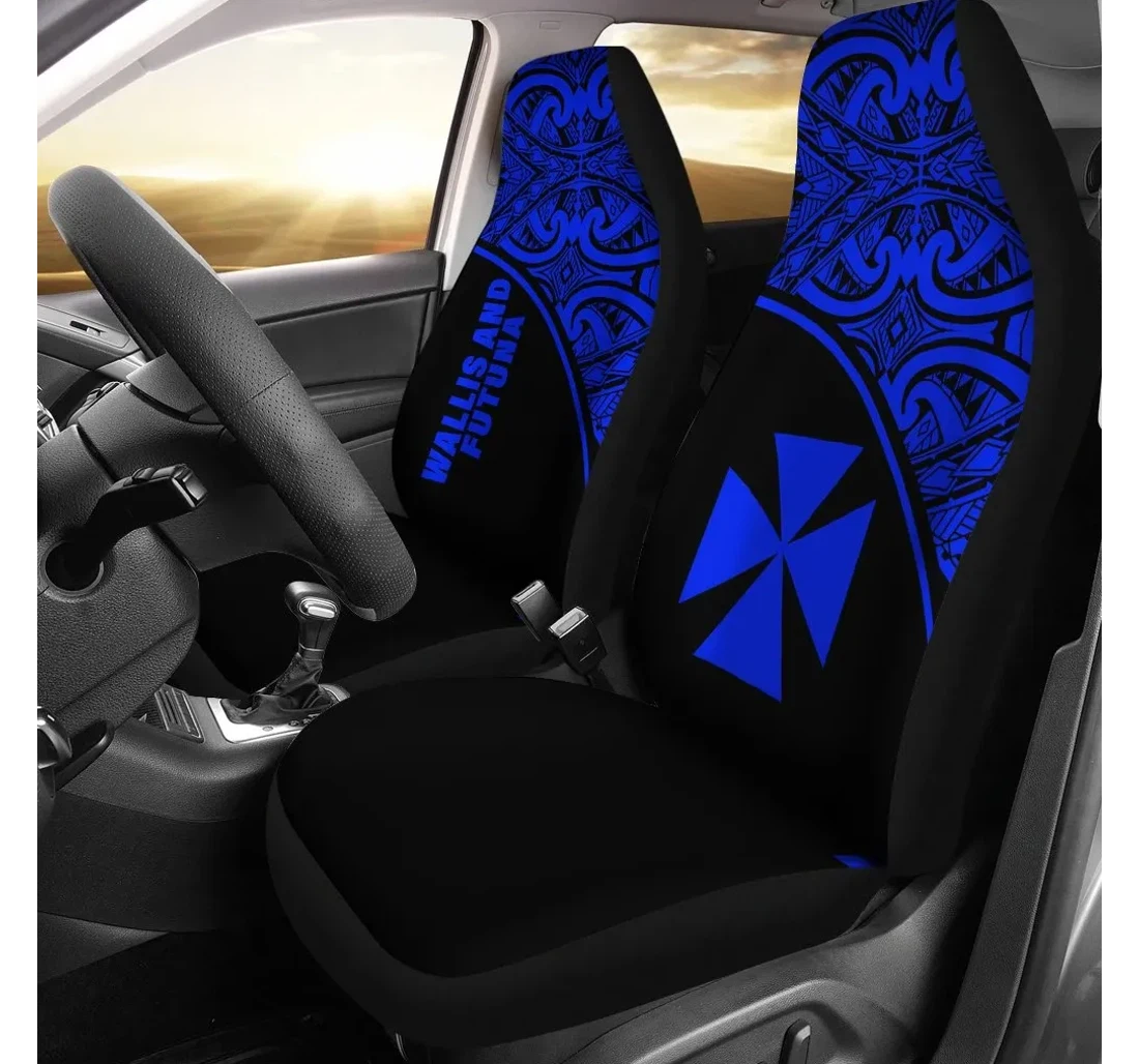 Wallis And Futuna Polynesian Blue Curve Bn11 Universal Front Car Seat Cover