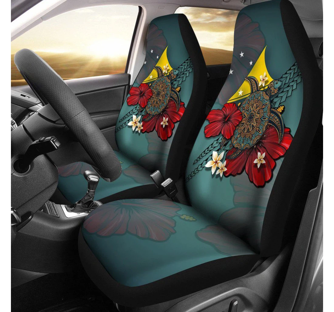 Tokelau Blue Turtle Tribal A24 Universal Front Car Seat Cover