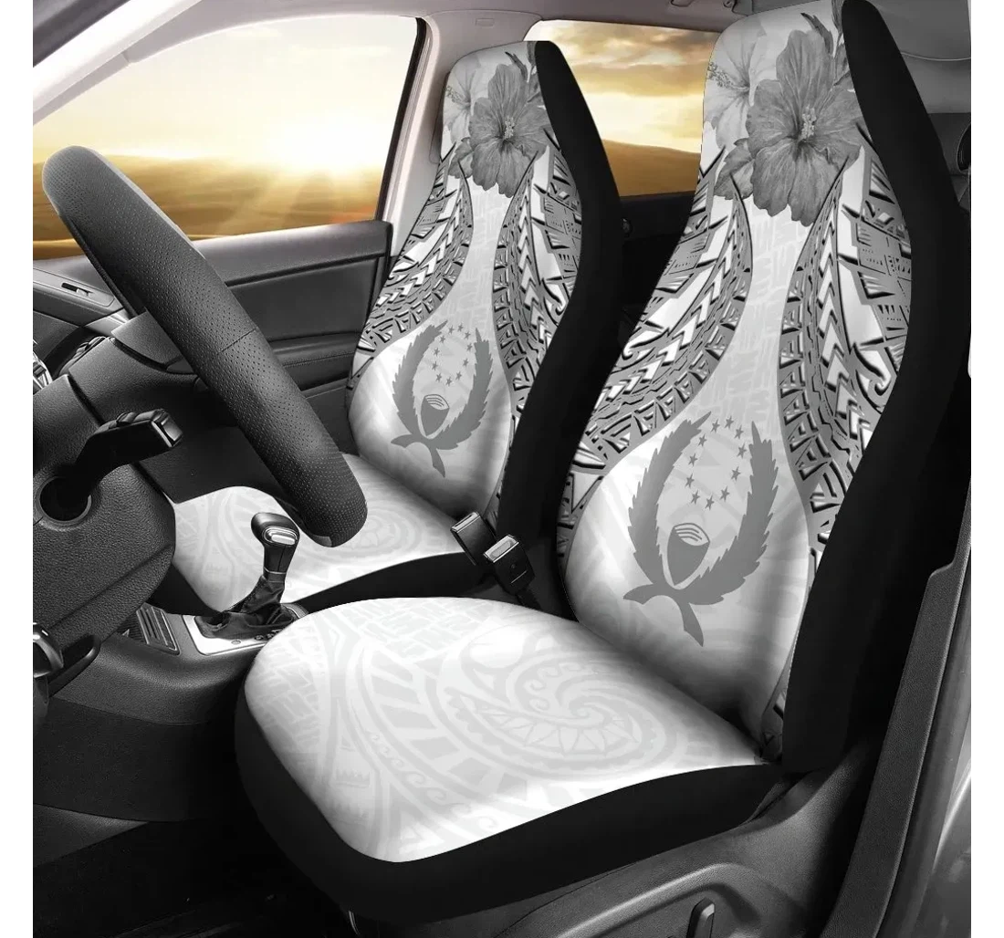 Pohnpei Polynesian Pride Seal And Hibiscus White Bn39 Universal Front Car Seat Cover