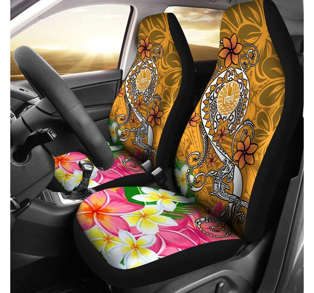 Tahiti Turtle Plumeria Gold Bn18 Universal Front Car Seat Cover