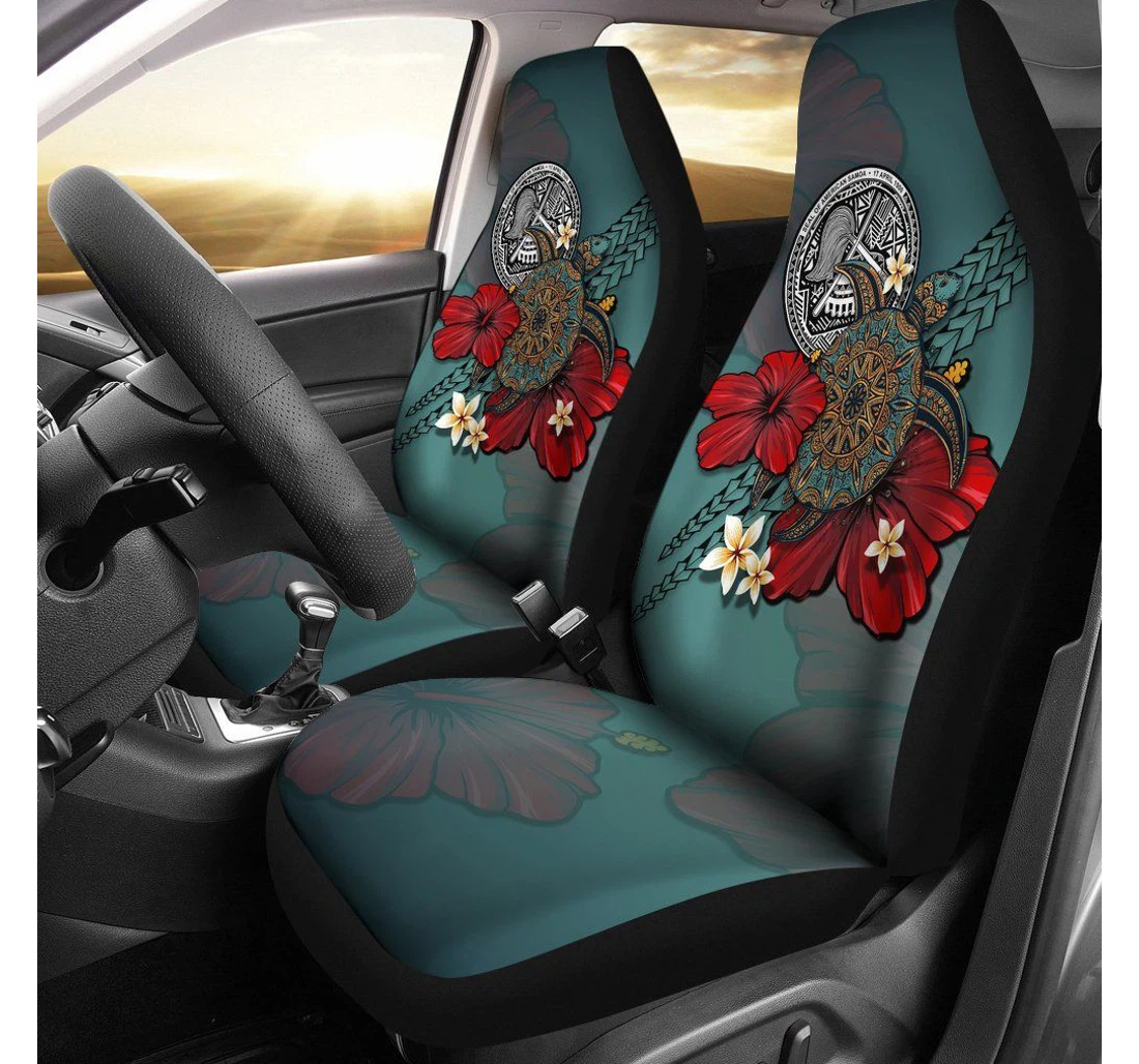 American Samoa Blue Turtle Tribal A24 Universal Front Car Seat Cover
