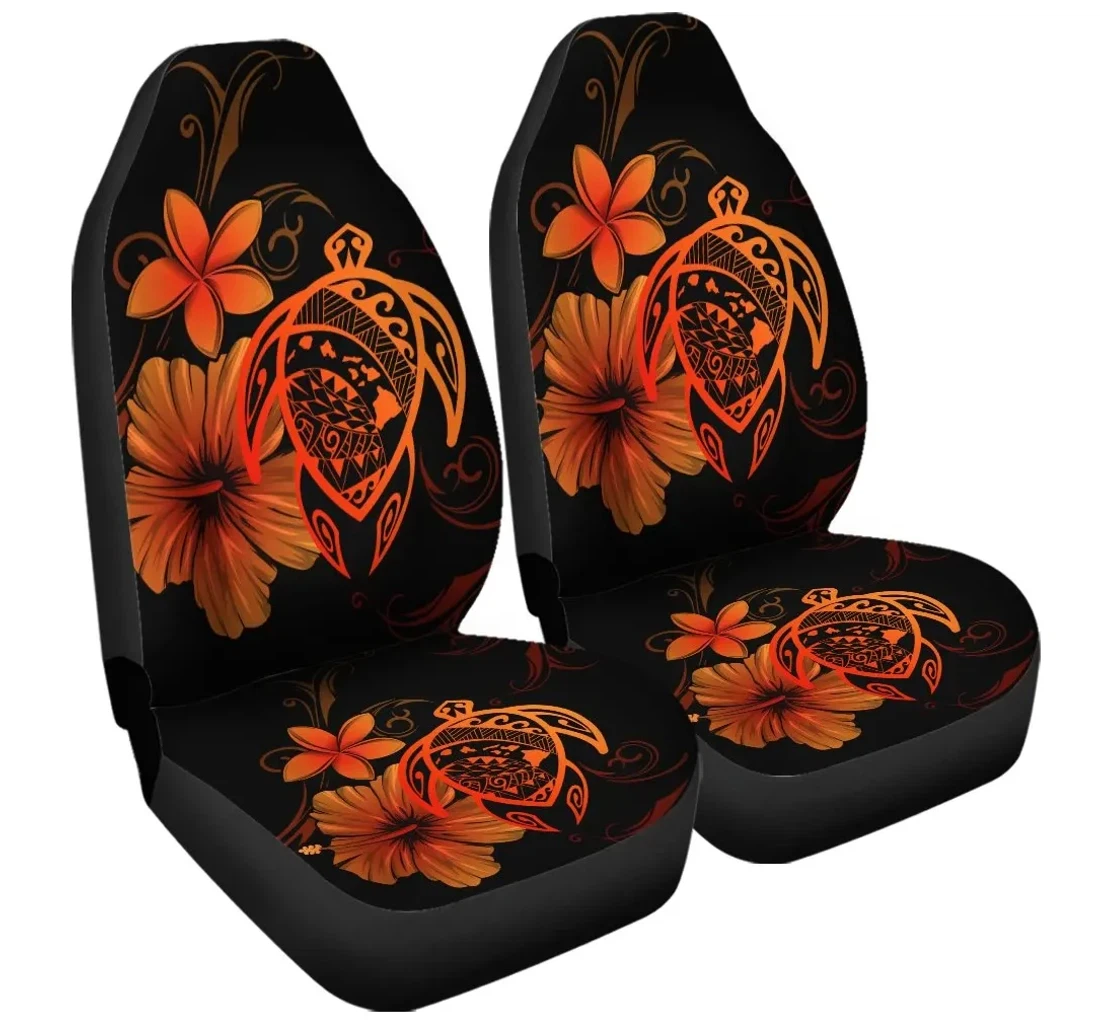 Accessory Hawaiian Map Turtle Hibiscus Plumeria Polynesian Orange Ah J4r Universal Front Car Seat Cover