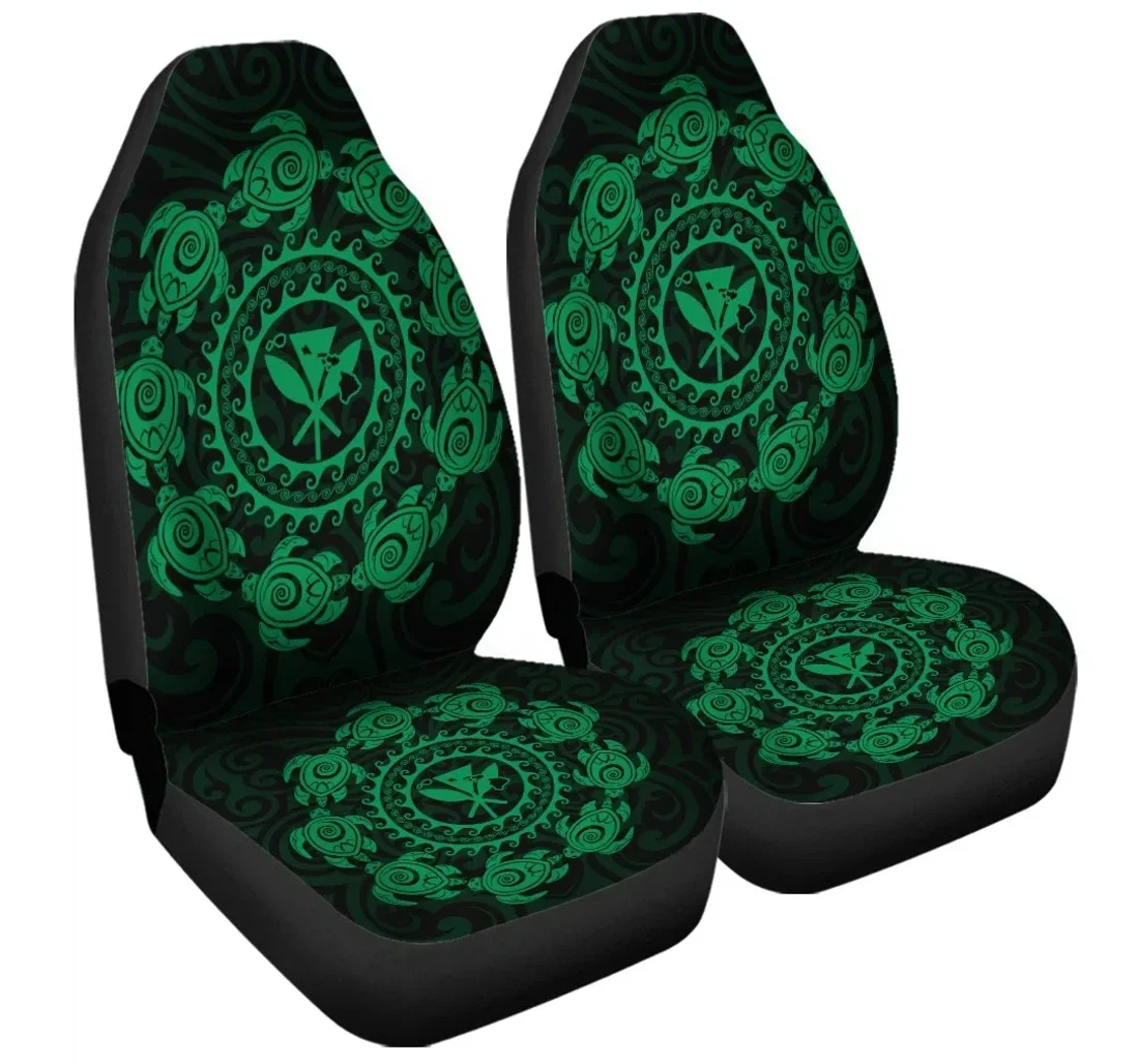 Accessory Hawaiian Map Kanaka Turtles Circle Style Green Polynesian Ah J4r Universal Front Car Seat Cover