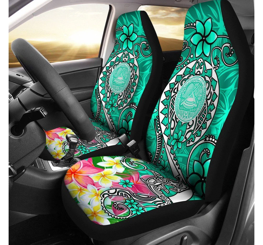 American Samoa Polynesian Turtle Plumeria Turquoise Bn18 Universal Front Car Seat Cover