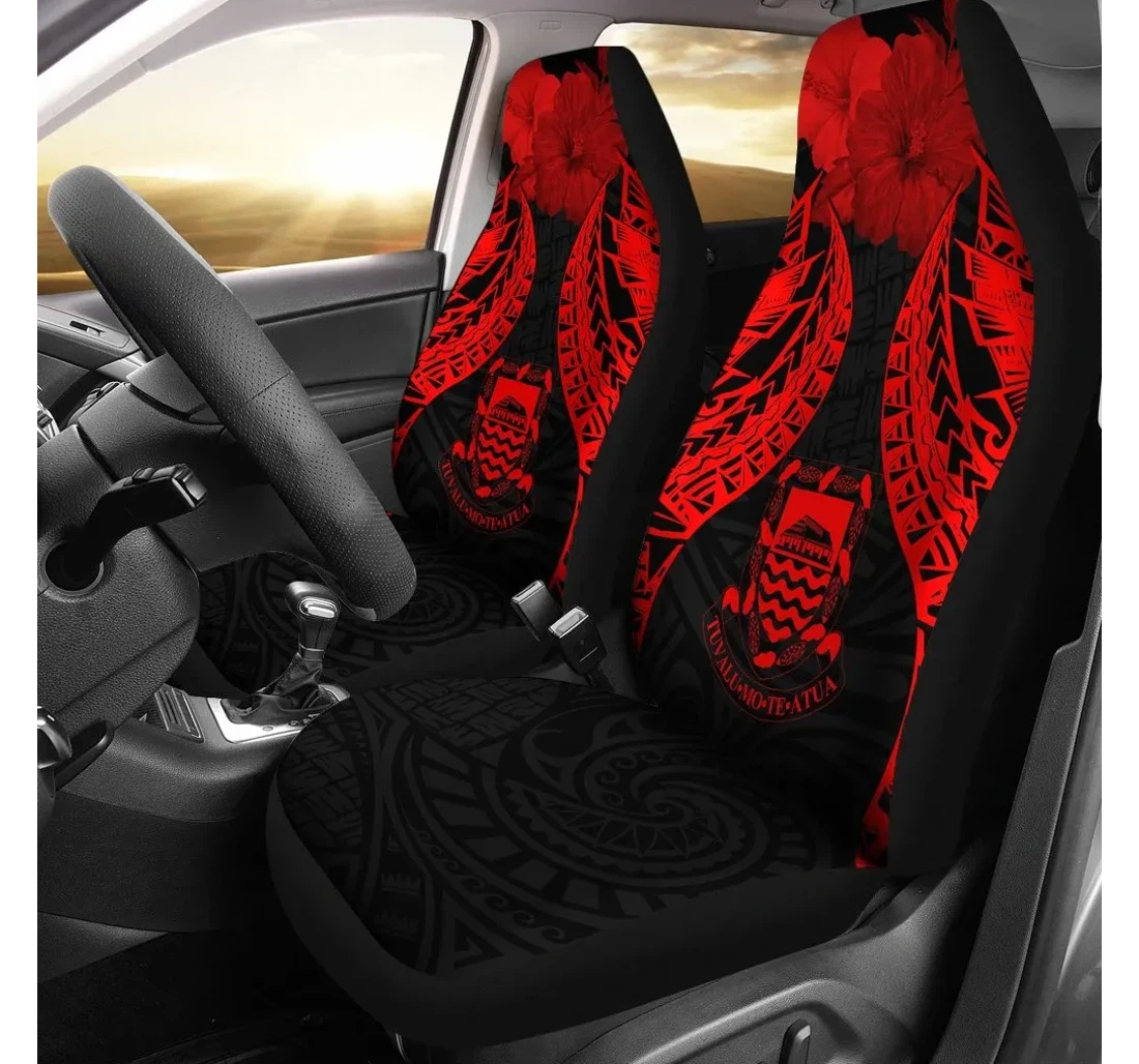 Tuvalu Polynesian Pride Seal And Hibiscus Red Bn39 Universal Front Car Seat Cover
