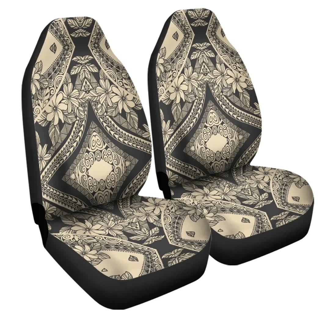 Accessory Polynesian Plumeria Mix Gray Ah J6 Universal Front Car Seat Cover
