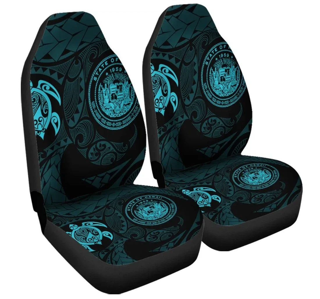 Accessory Hawaiian Coat Of Arms Turtle Polynesian Blue Ah J7r Universal Front Car Seat Cover