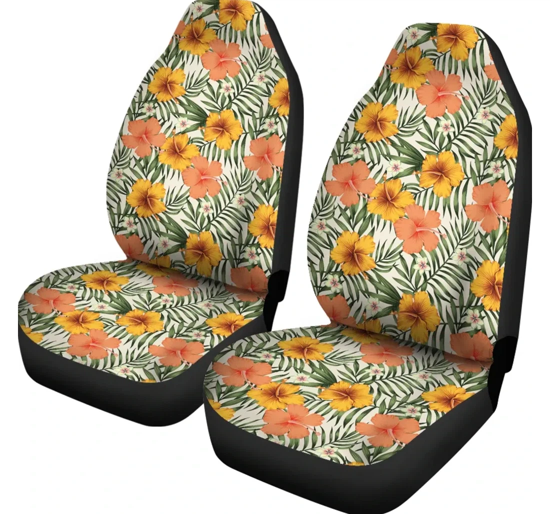 Accessory Hawaiian Tropical Flowers Hibiscus Pink Yellow Ah J7 Universal Front Car Seat Cover
