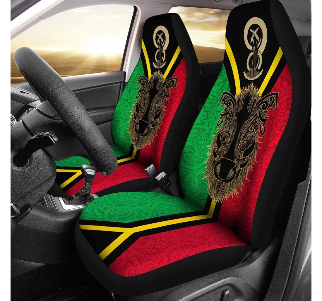 Vanuatu Boar Pig Tusk A7 Universal Front Car Seat Cover