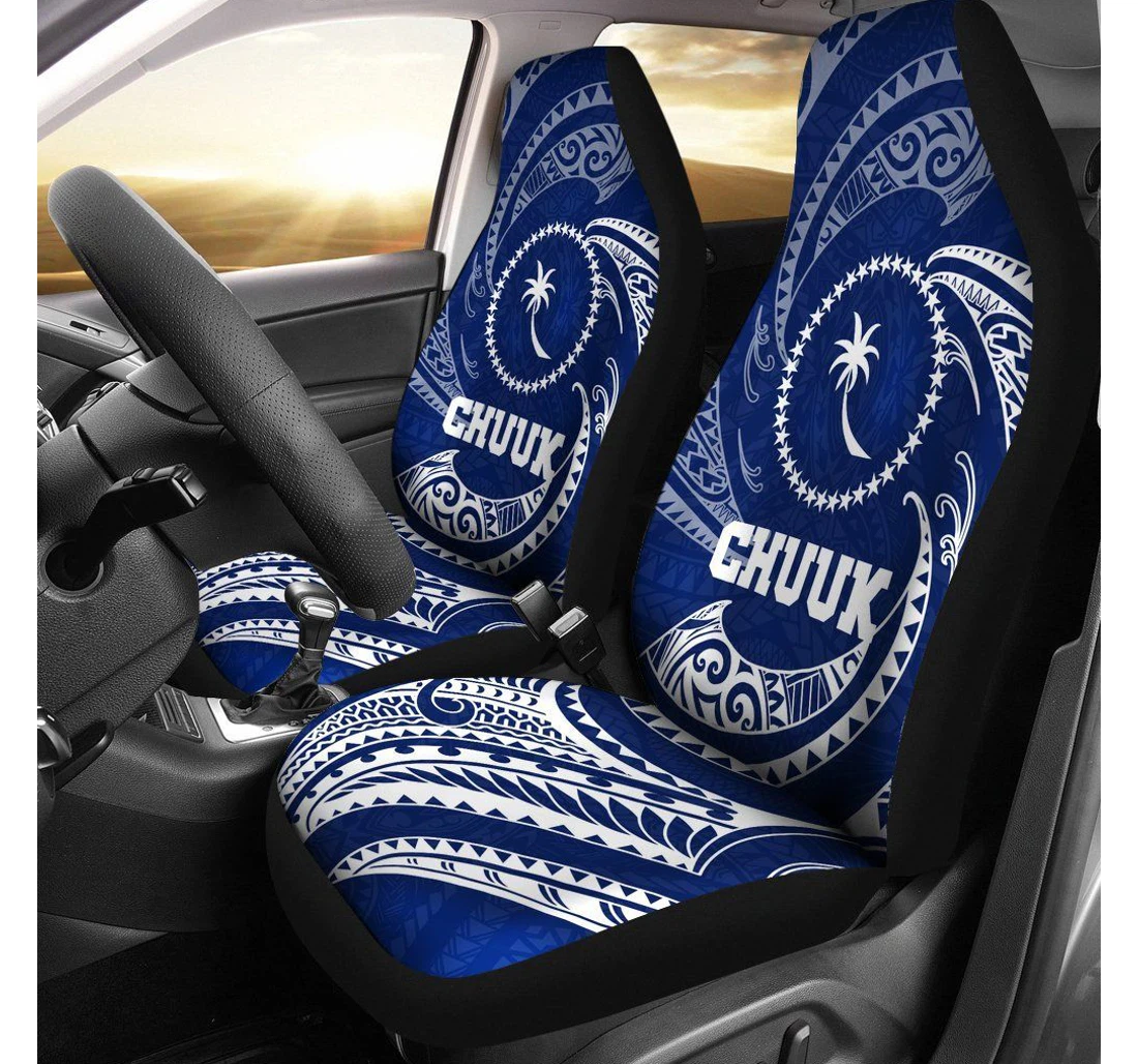 Chuuk Micronesia Blue Tribal Wave Bn12 Universal Front Car Seat Cover
