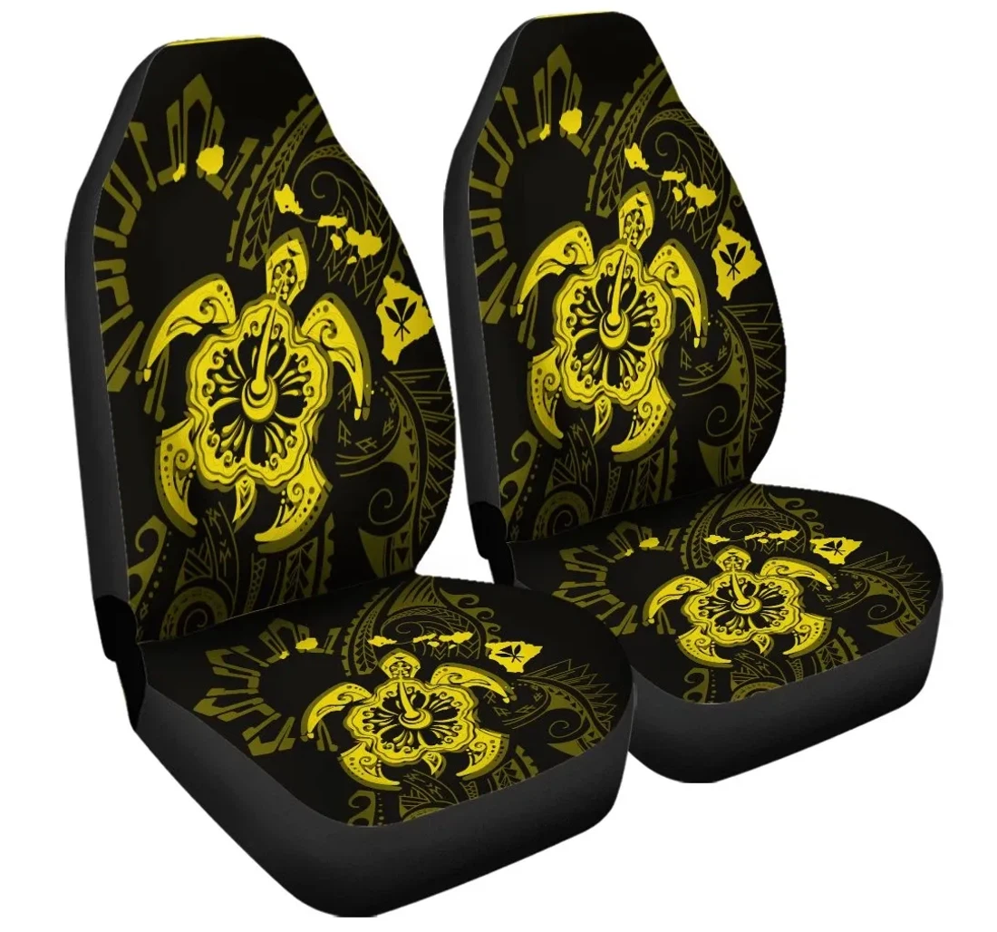 Accessory Hawaiian Map Kanaka Hibiscus Turtle Yellow Polynesian Ah J4r Universal Front Car Seat Cover