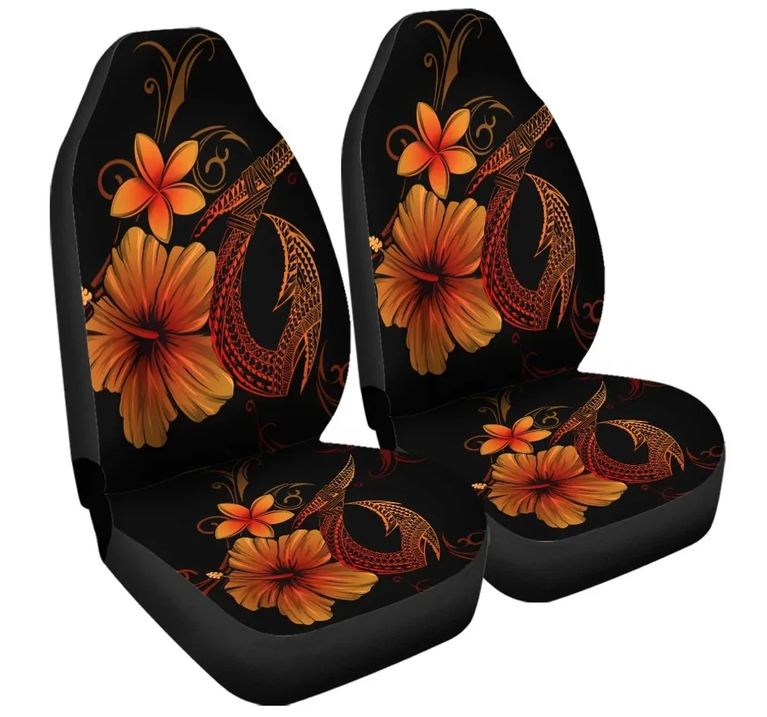 Accessory Hawaiian Fish Hook Hibiscus Plumeria Polynesian Orange Ah J4r Universal Front Car Seat Cover