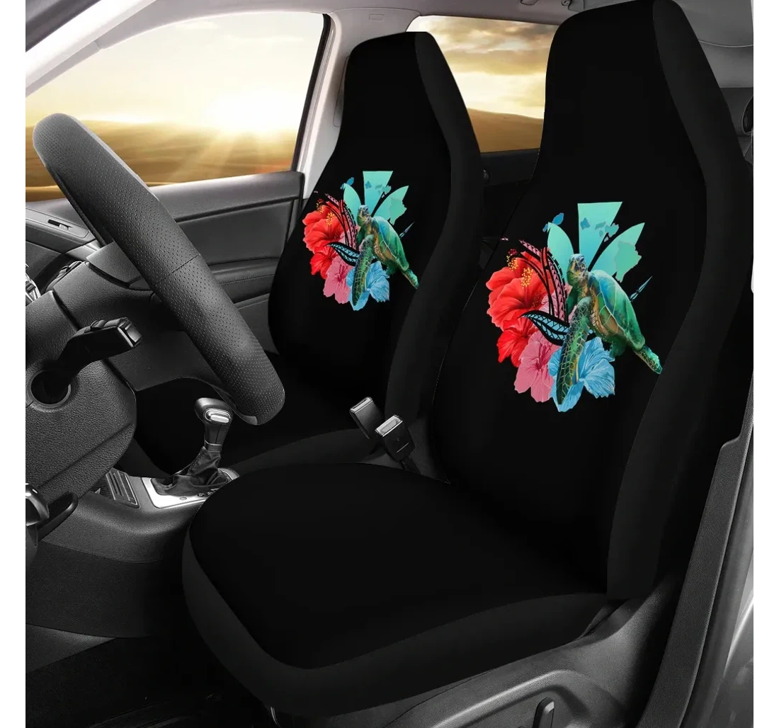 Accessory Hawaii Map Kanaka Sea Turtle Hibiscus Ah Blue Pink J5 Universal Front Car Seat Cover