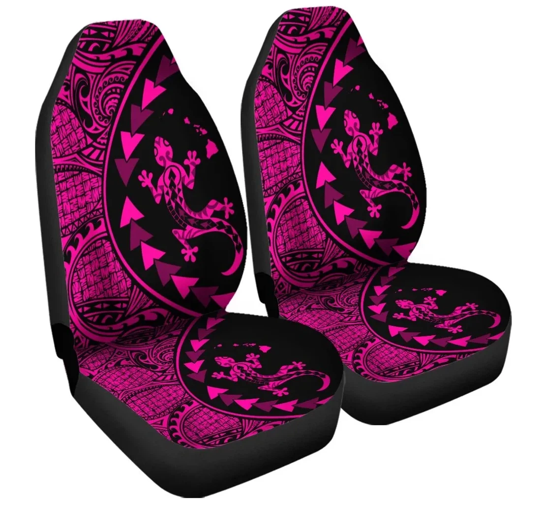 Accessory Hawaiian Map Gecko Tattoo Kakau Polynesian Pink Ah J0r Universal Front Car Seat Cover