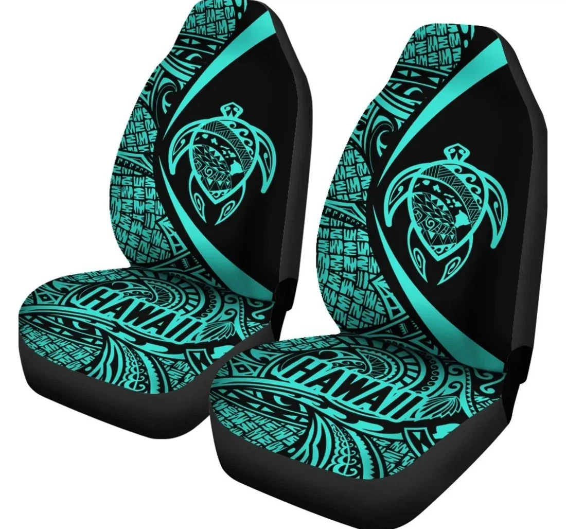 Hawaii Turtle Map Polynesian turquoise Circle Style Ah J9 Universal Front Car Seat Cover