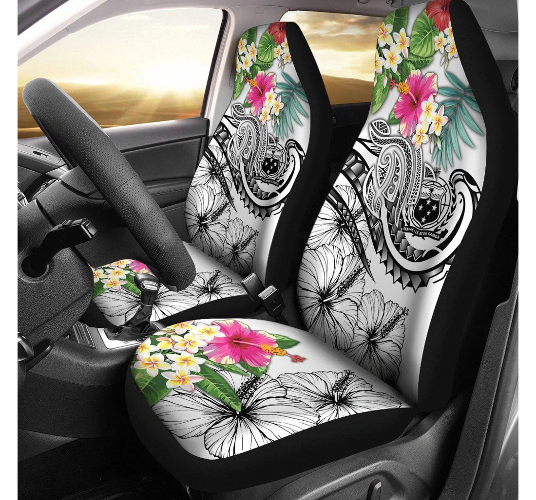 Polynesian Samoa Summer Plumeria White Bn15 Universal Front Car Seat Cover