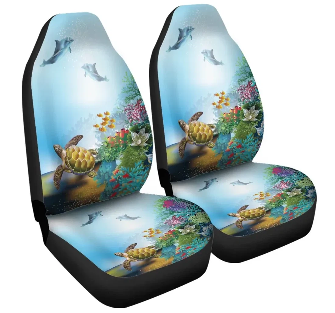 Accessory Hawaiian Turtle Dolphin In The Ocean Polynesian Ah Jr Universal Front Car Seat Cover