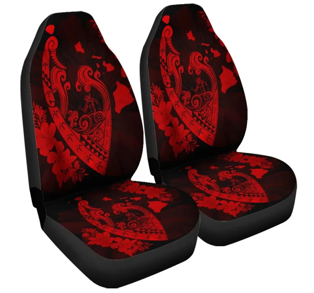 Accessory Hawaiian Fish Hook Hibiscus Banzai Surfing Polynesian Red Ah J5r Universal Front Car Seat Cover