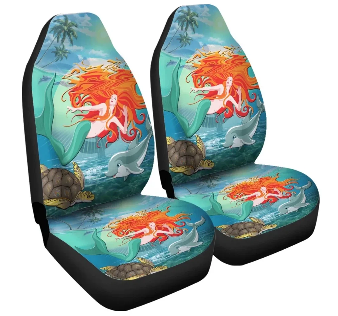 Accessory Hawaiian Mermaid Turtle Dolphin Polynesian Ah Jr Universal Front Car Seat Cover