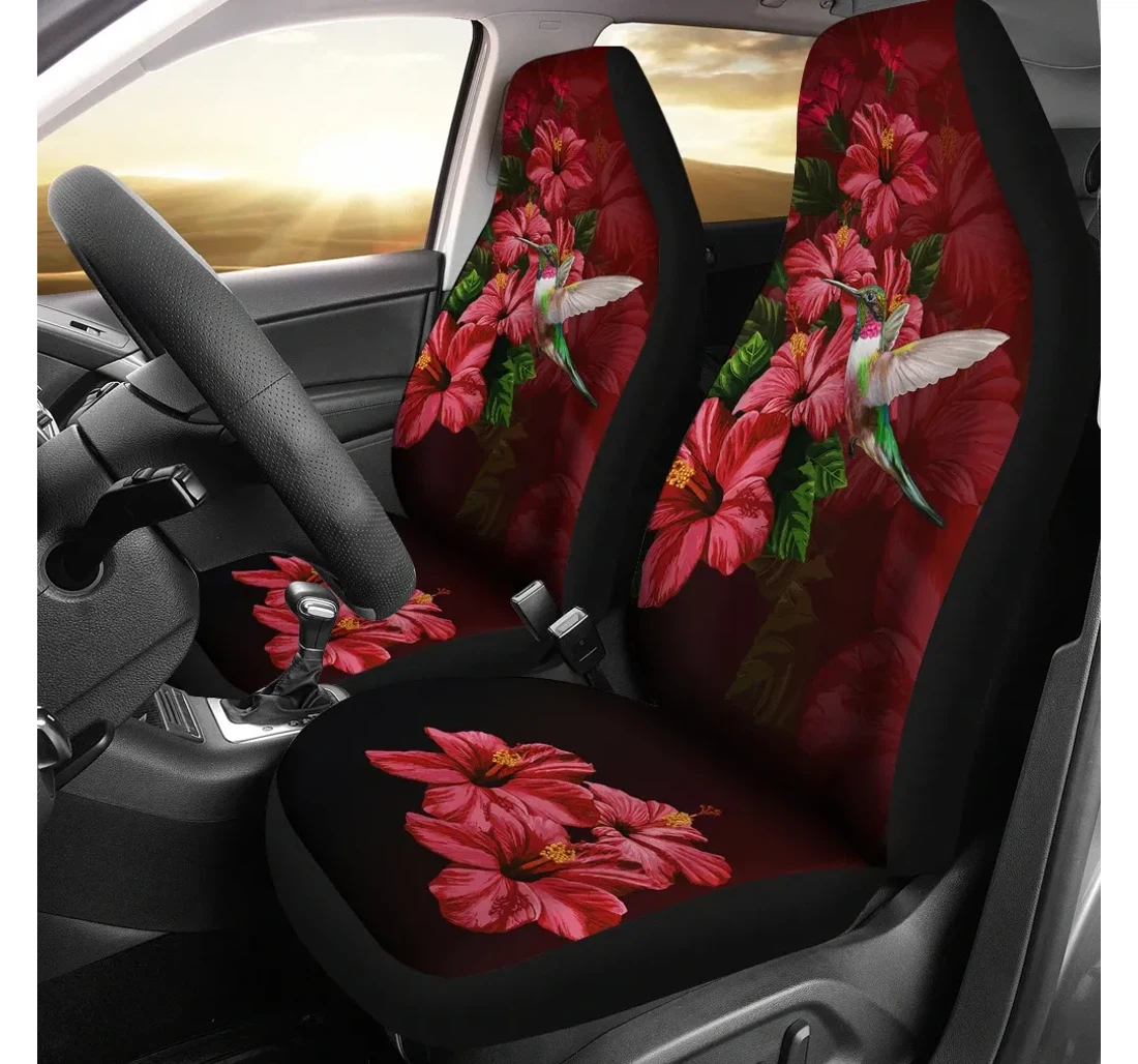 Accessory Hawaii Red Hibiscus Humming Bird Ah J5 Universal Front Car Seat Cover