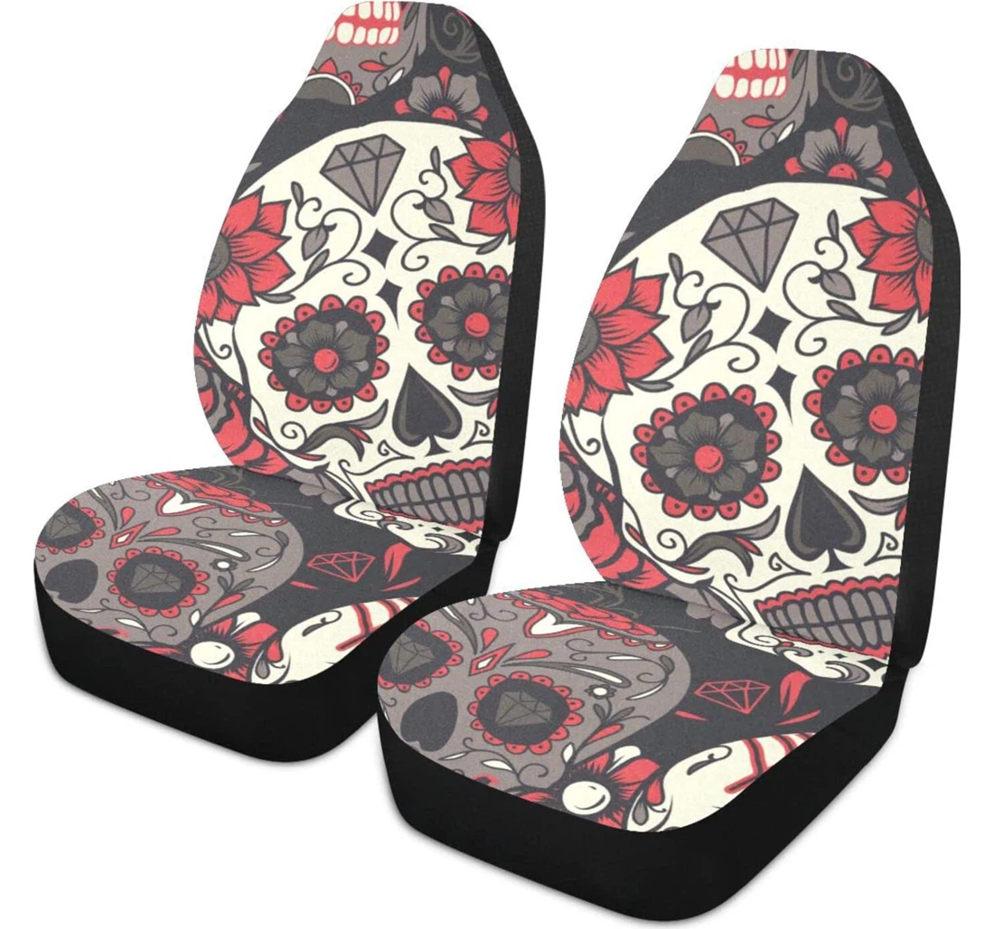 Cool Red Skull Art Universal Front Car Seat Cover