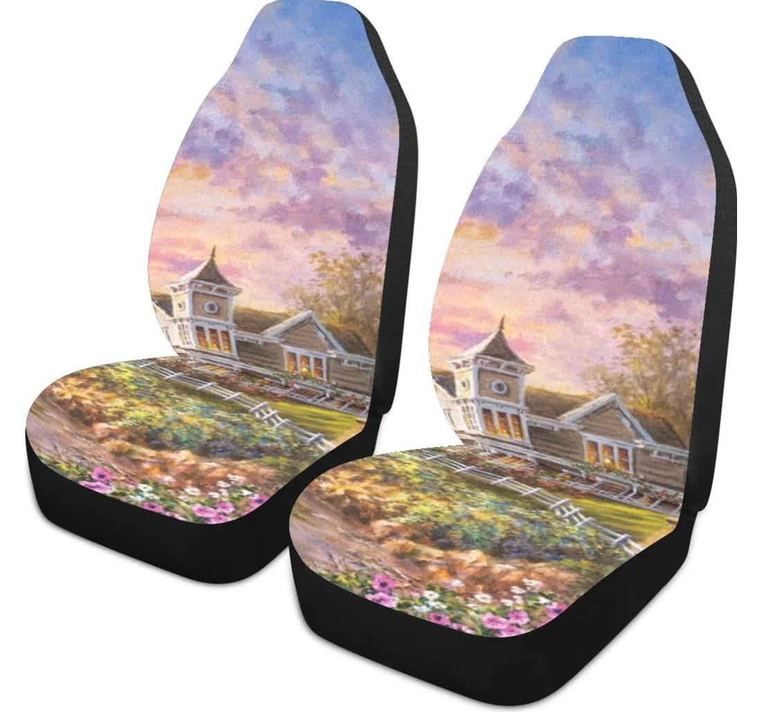Sunrise Watercolor Universal Front Car Seat Cover