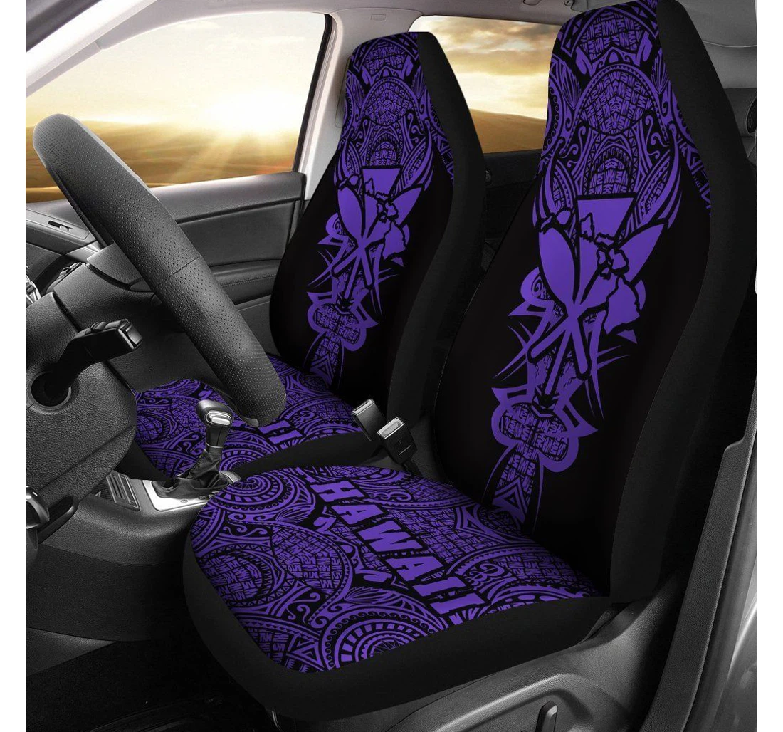 Kanaka Map Polynesian Purple Armor Style Ah J9 Universal Front Car Seat Cover