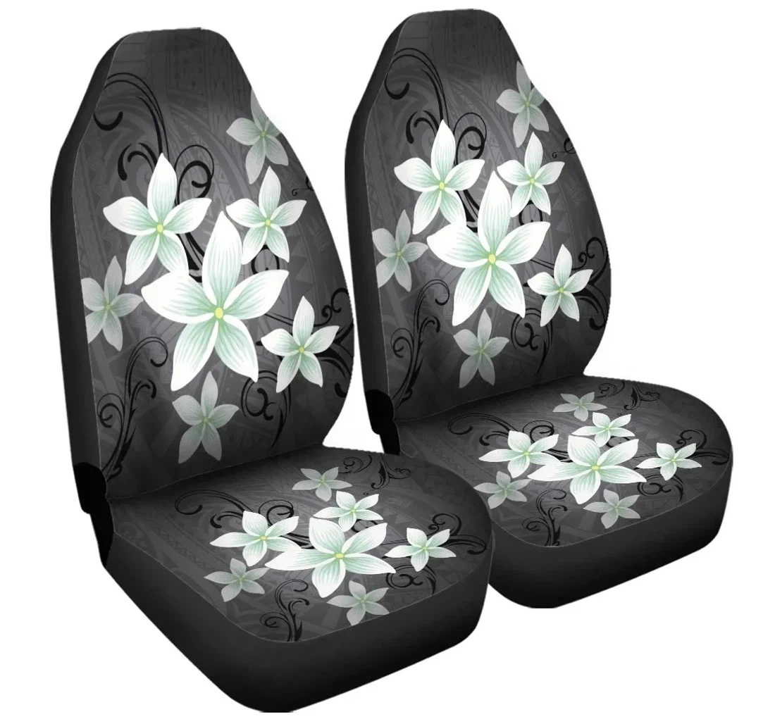 Accessory Hawaiian Plumeria Polynesian Gray Ah J4r Universal Front Car Seat Cover