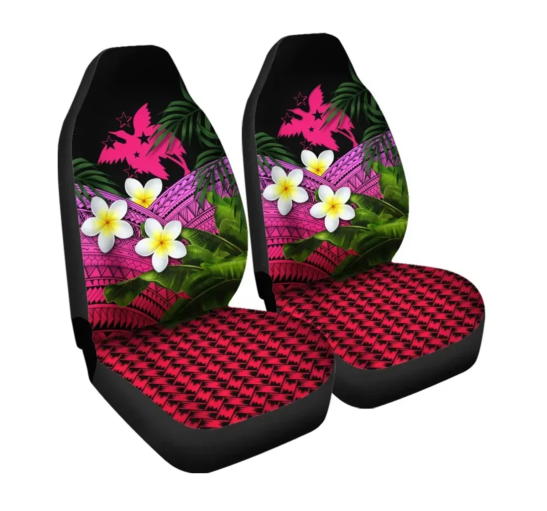 Papua New Guinea Polynesian Plumeria Banana Leaves Pink A02 Universal Front Car Seat Cover
