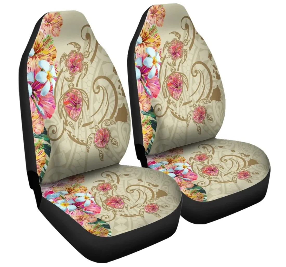 Accessory Hawaii Triple Marble Turtle Polynesian Hibiscus Ah Benjamin Style Beige J5r Universal Front Car Seat Cover
