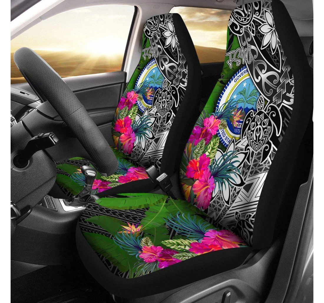 Federated States Of Micronesia Turtle Plumeria Banana Leaf Bn11 Universal Front Car Seat Cover