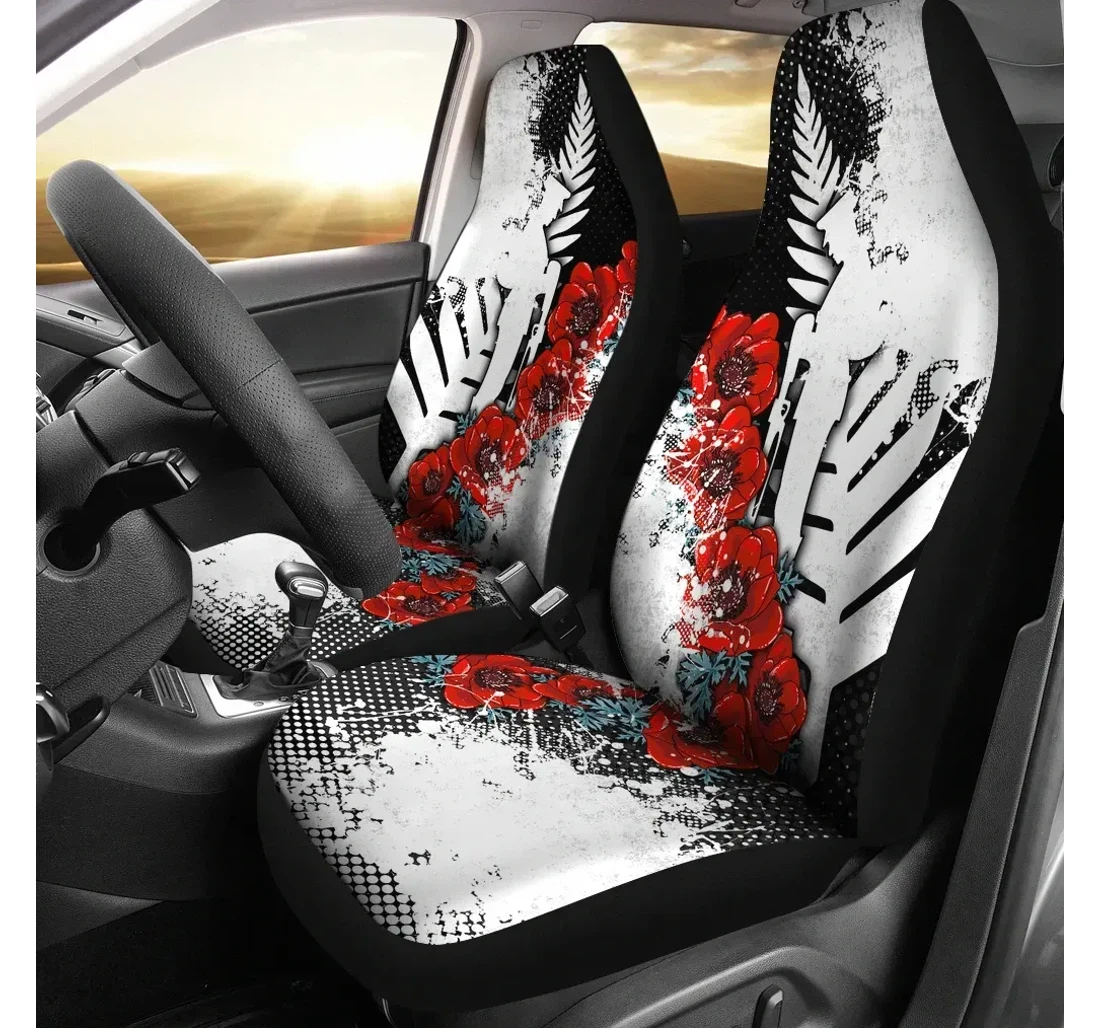 New Zealand Anzac Day Poppy Flower Bn15 Universal Front Car Seat Cover
