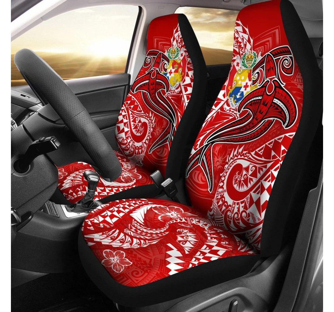 Tonga Red Shark Polynesian Tattoo Bn18 Universal Front Car Seat Cover