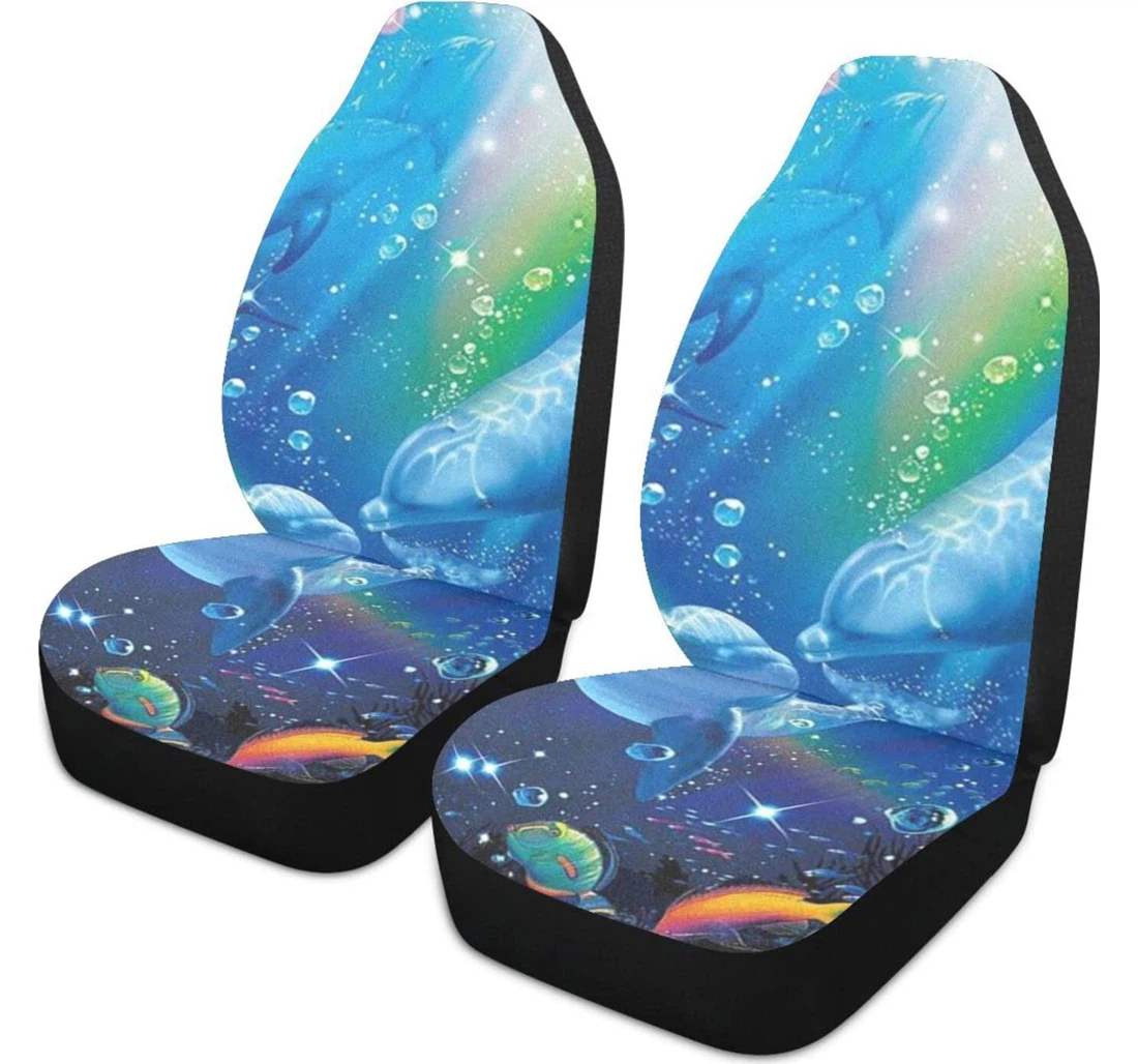 Painting Cartoons Dolphin Universal Front Car Seat Cover