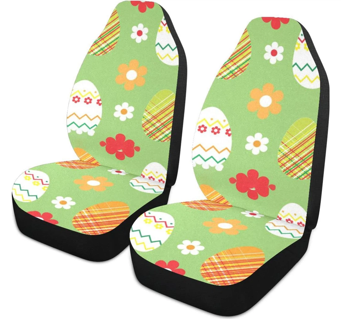 Colorful Flower Eggs Universal Front Car Seat Cover