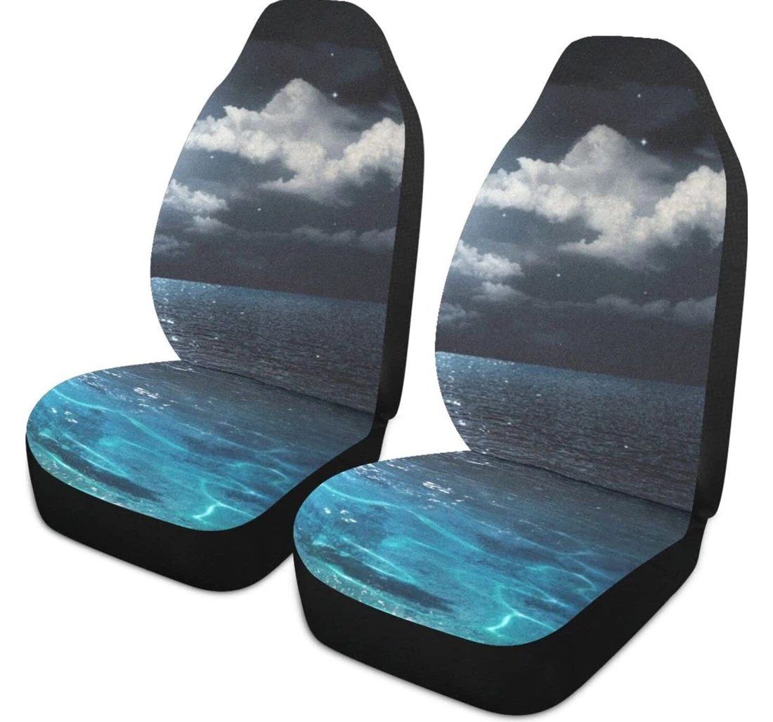 The Sea On Moon Universal Front Car Seat Cover