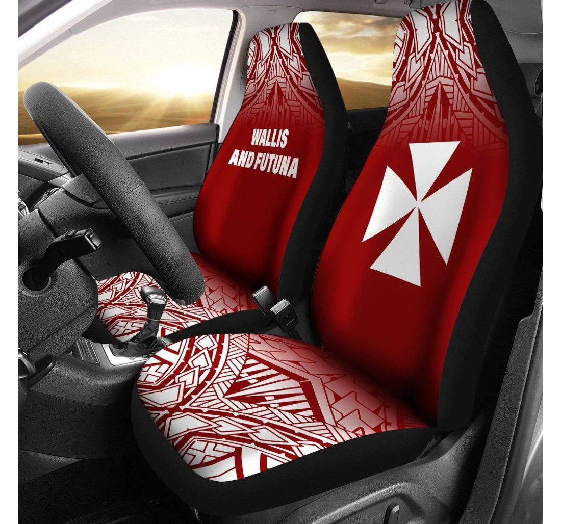 Wallis And Futuna Polynesian Red Fog Bn11 Universal Front Car Seat Cover