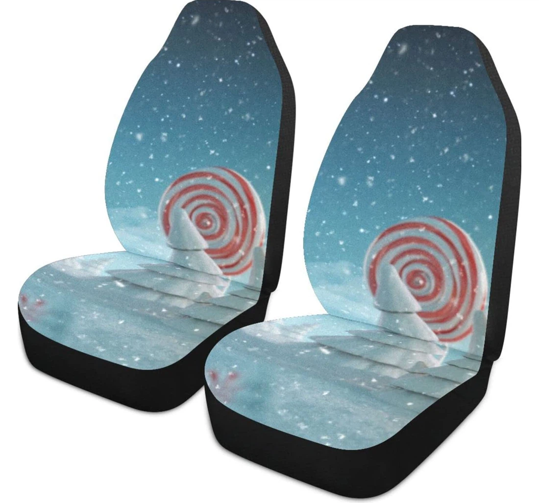 Magic Forest Candy Bar Christmas Light Universal Front Car Seat Cover