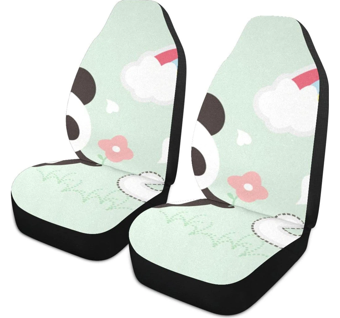 Green Bear And Baby Elephant Universal Front Car Seat Cover