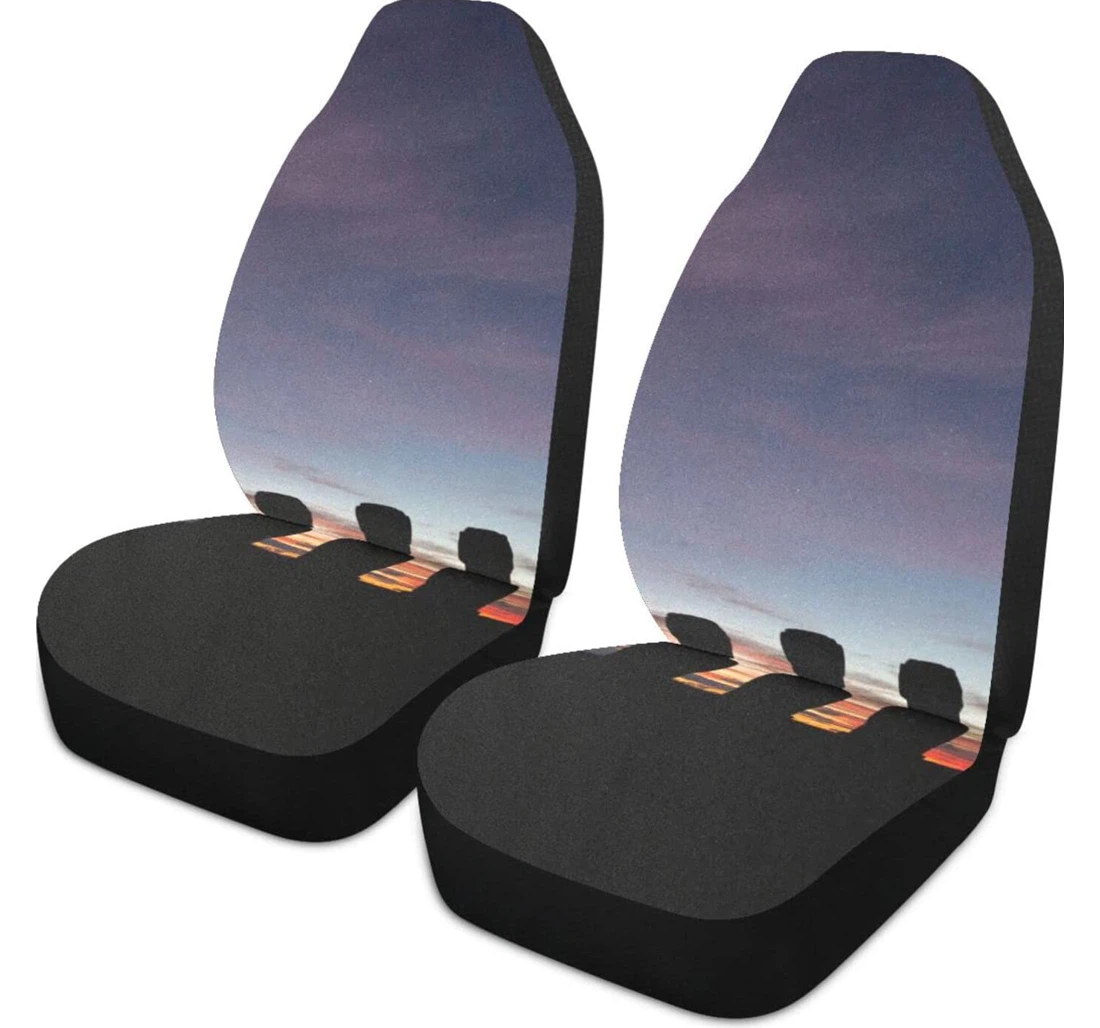 Sunrise Moai Statue Easter Island Chile Universal Front Car Seat Cover