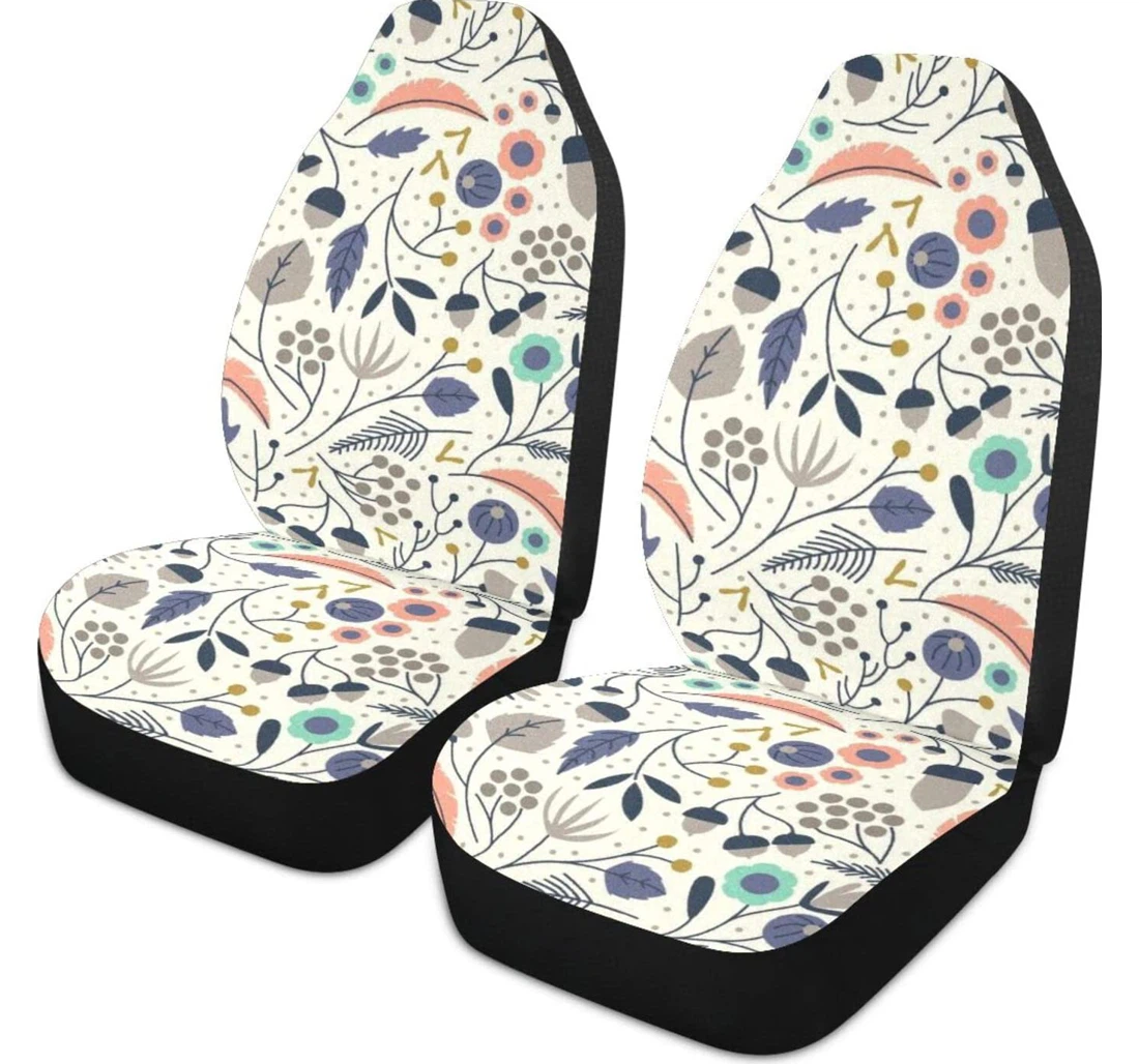 Plant Leaves Fruit Cartoon Background Universal Front Car Seat Cover