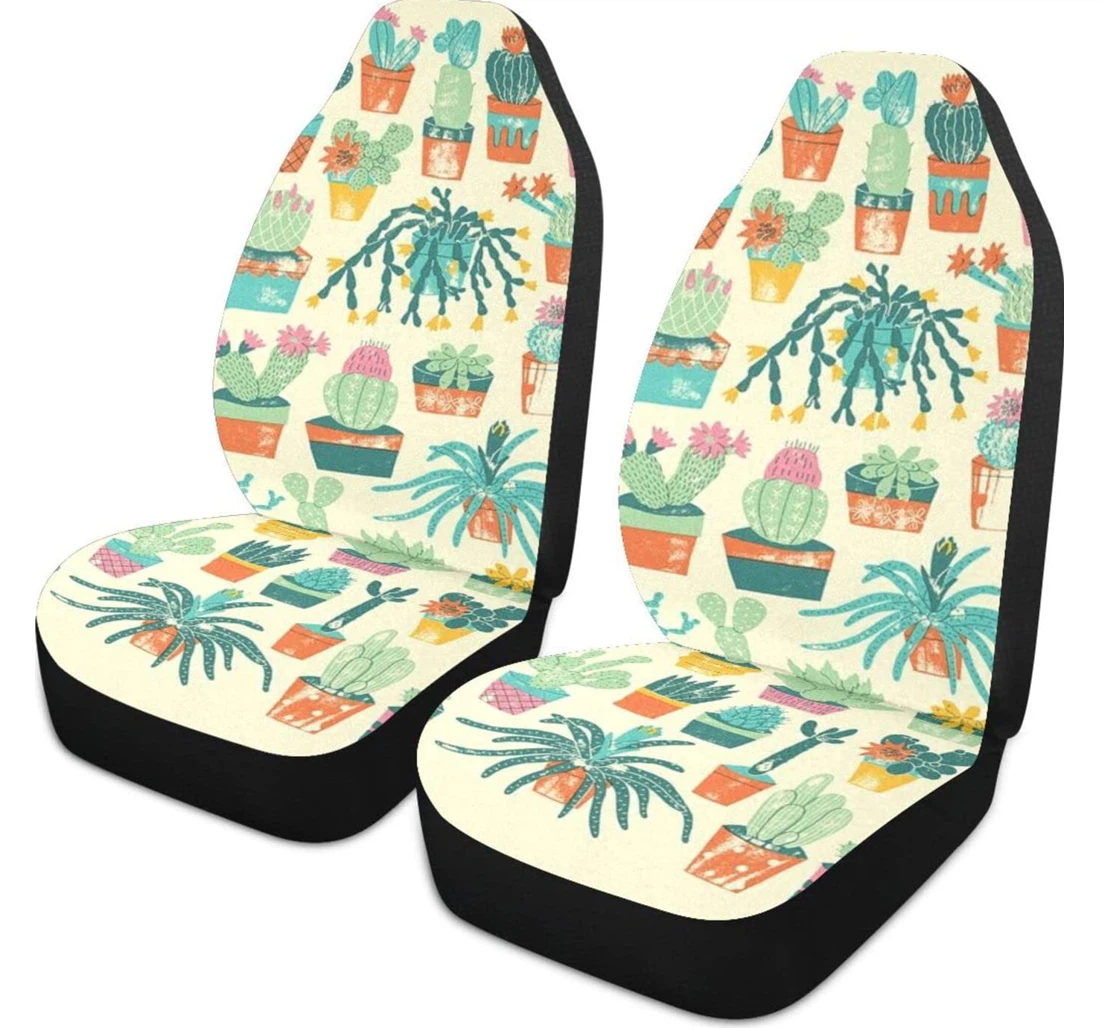 Cartoon Plants Universal Front Car Seat Cover