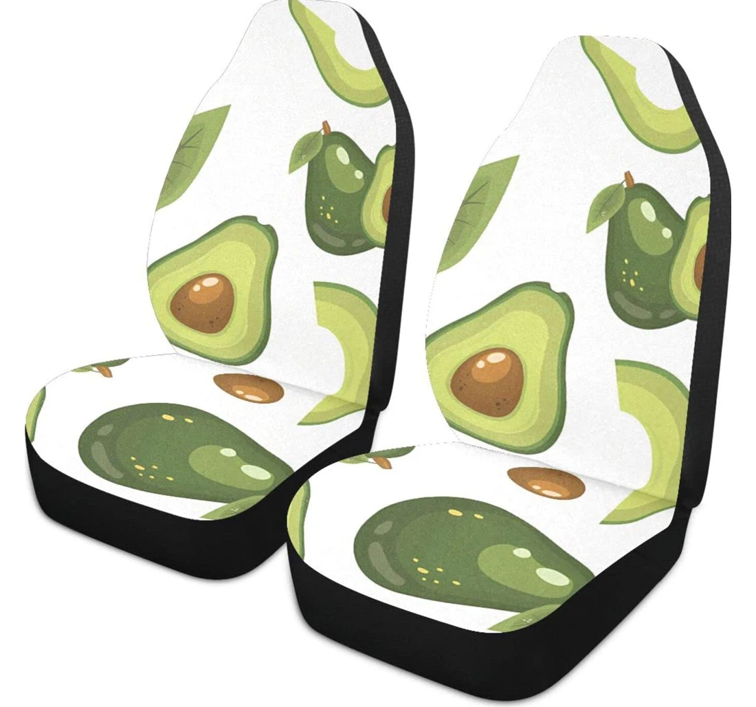 Cartoon Avocado Background Universal Front Car Seat Cover