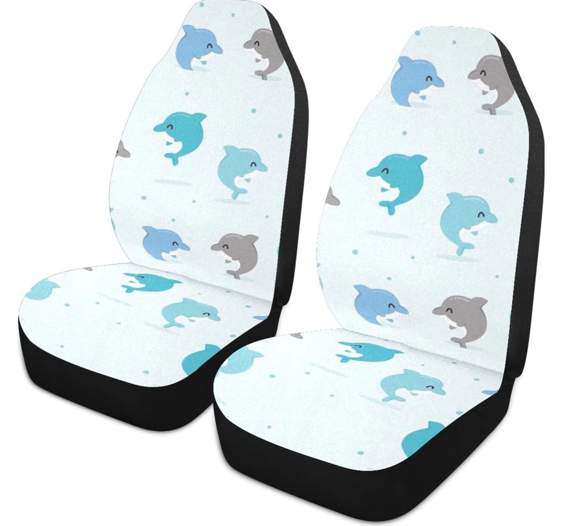 Cartoon Lovely Dolphin Universal Front Car Seat Cover