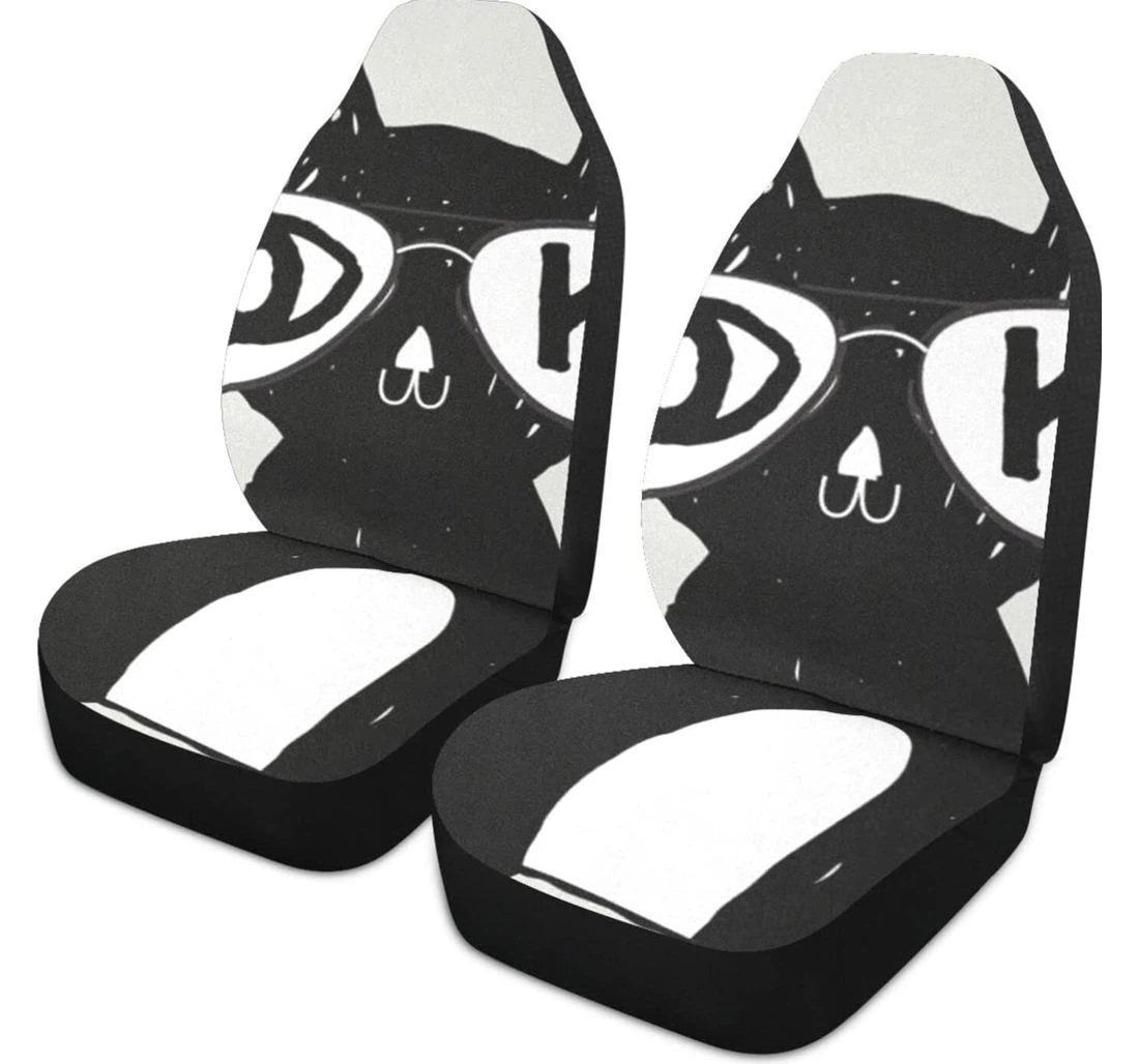 Cartoon Black Cat Personality Universal Front Car Seat Cover
