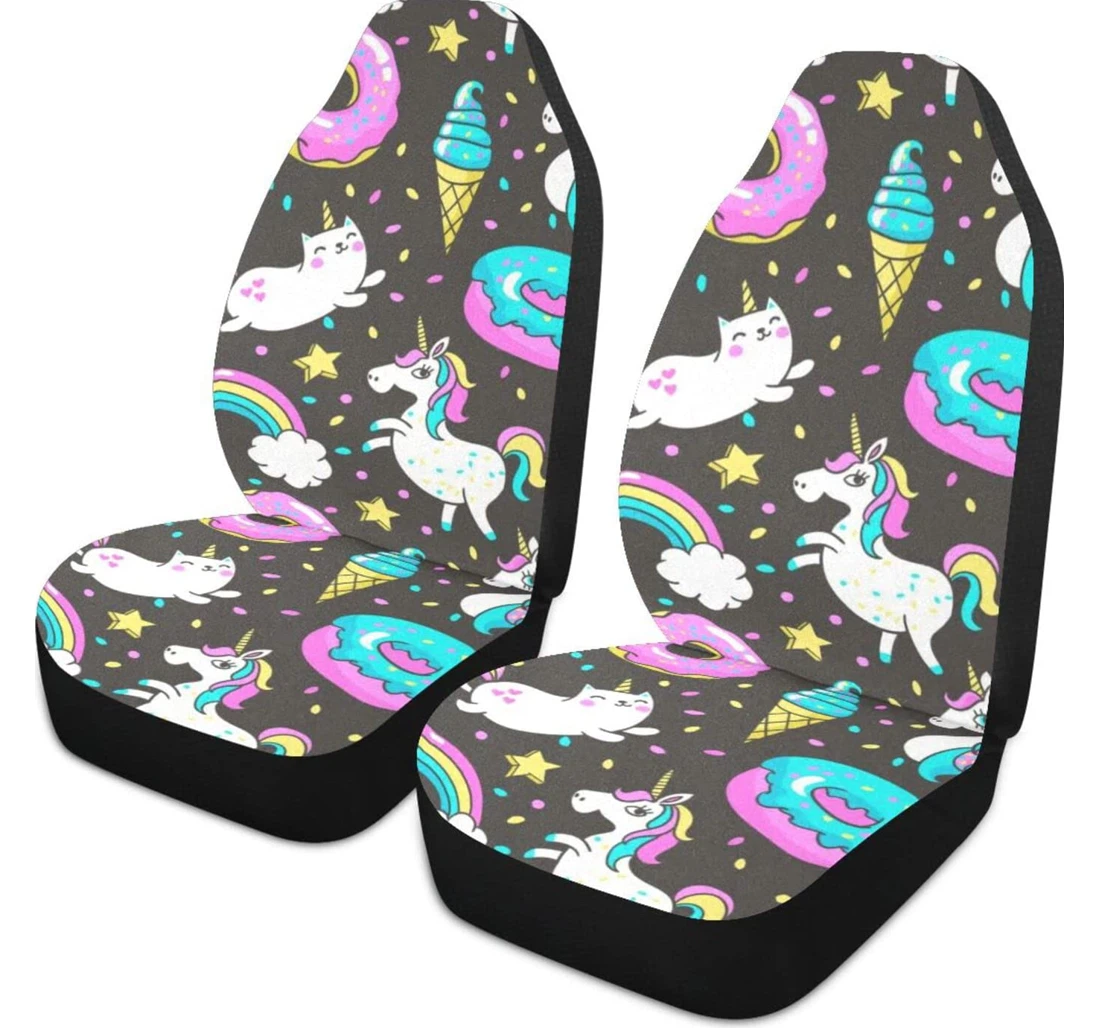 Cartoon Unicorn Universal Front Car Seat Cover